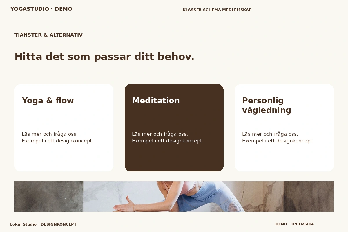 Lokal Studio – Tjänster & alternativ för yogastudio