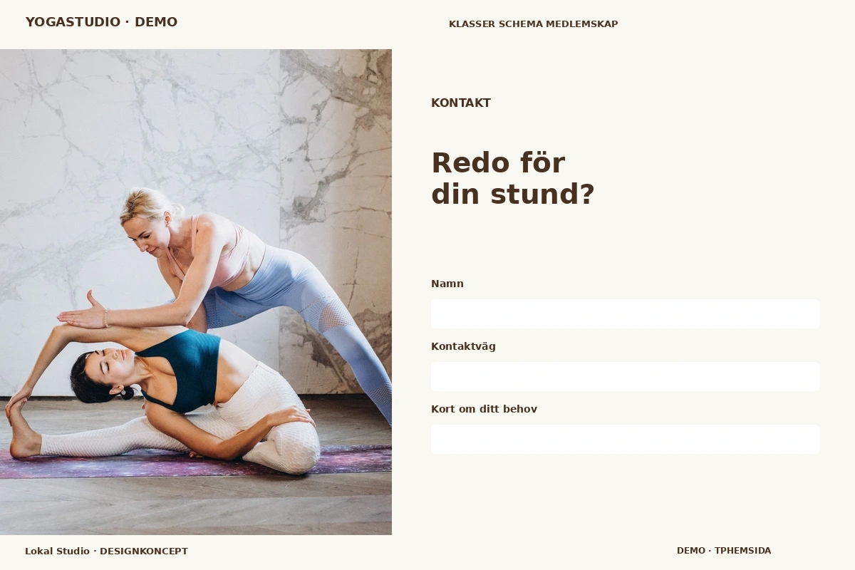 Lokal Studio – Kontakt för yogastudio