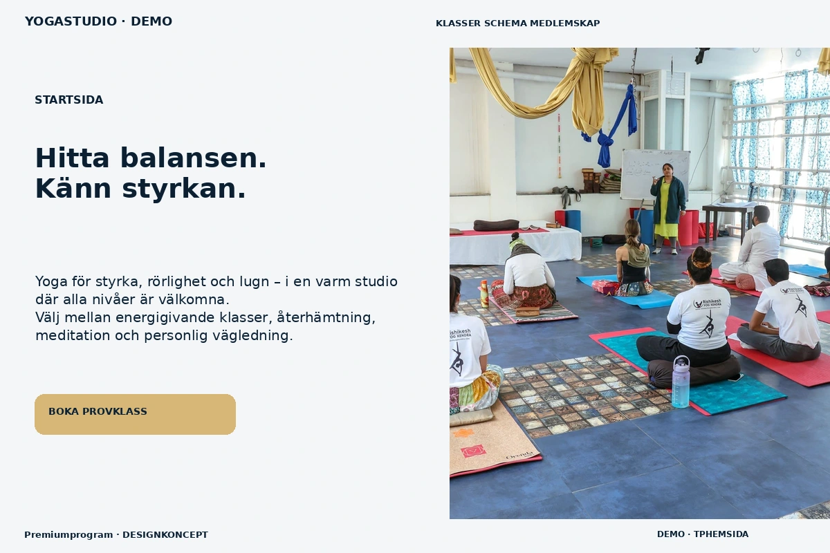 Premiumprogram – Startsida för yogastudio