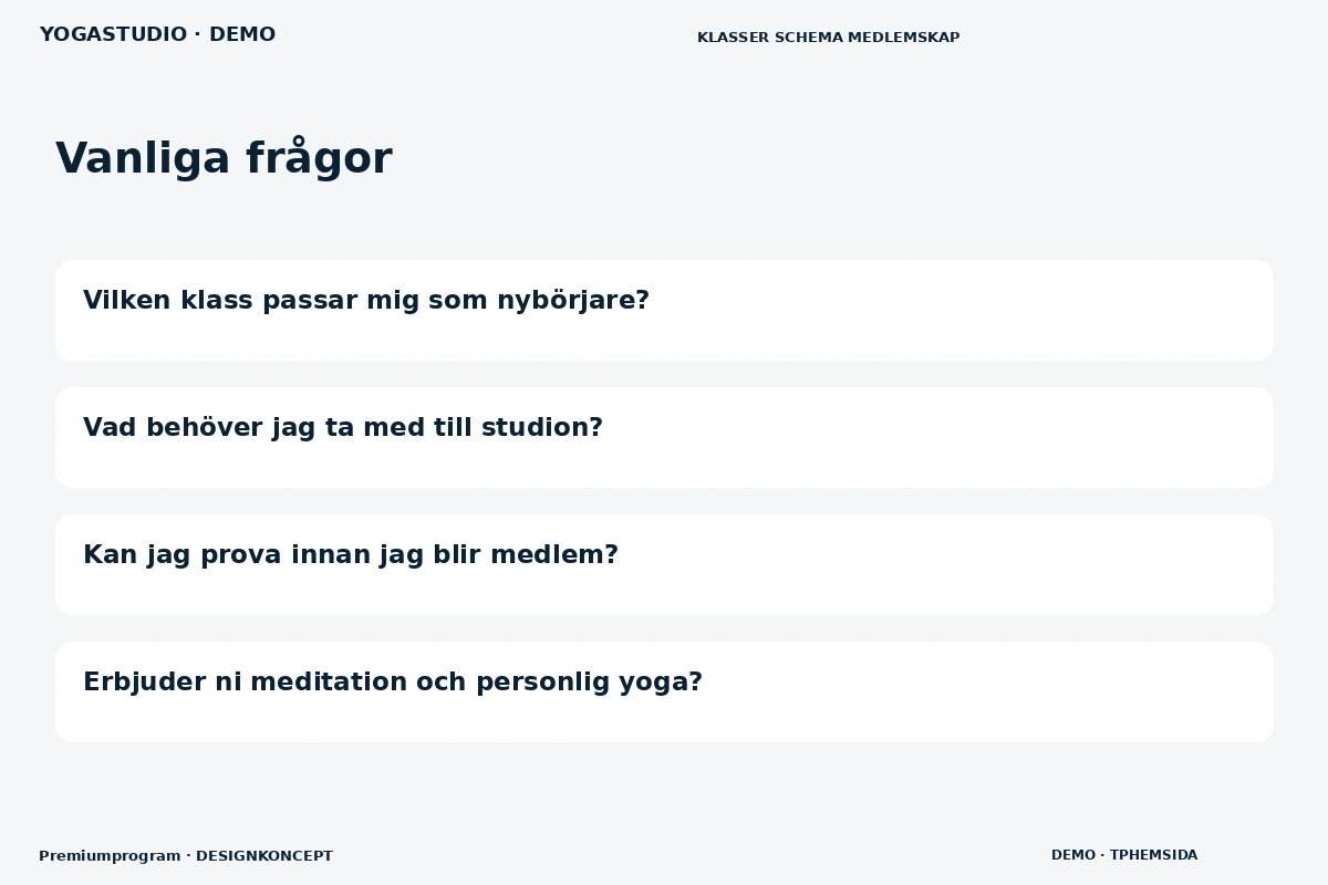 Premiumprogram – Vanliga frågor för yogastudio