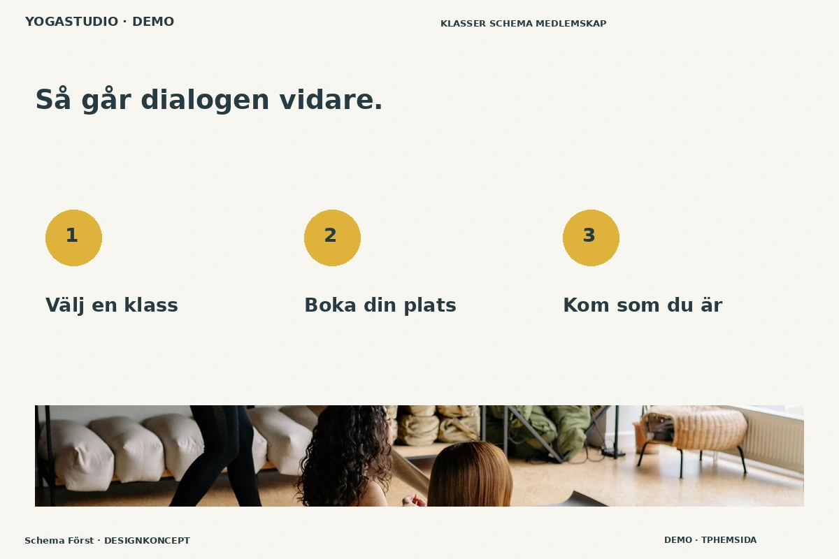 Schema Först – Så fungerar dialogen för yogastudio