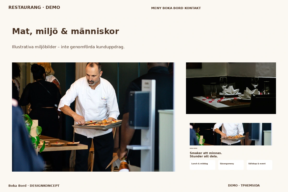Boka Bord – Mat, miljö & människor för restaurang