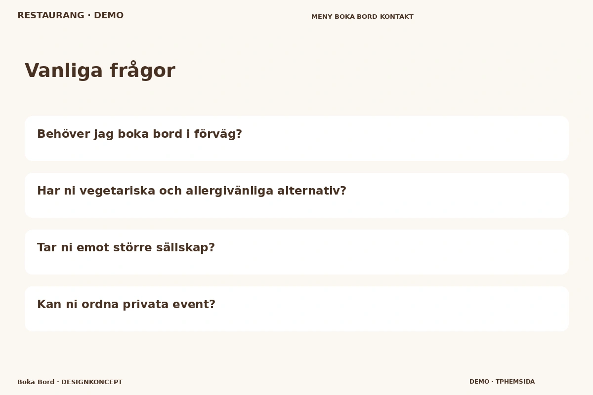 Boka Bord – Vanliga frågor för restaurang