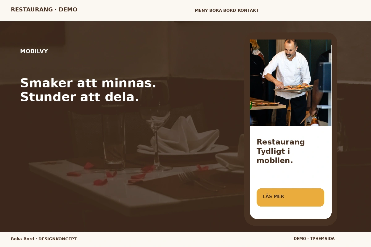 Boka Bord – Mobilvy för restaurang