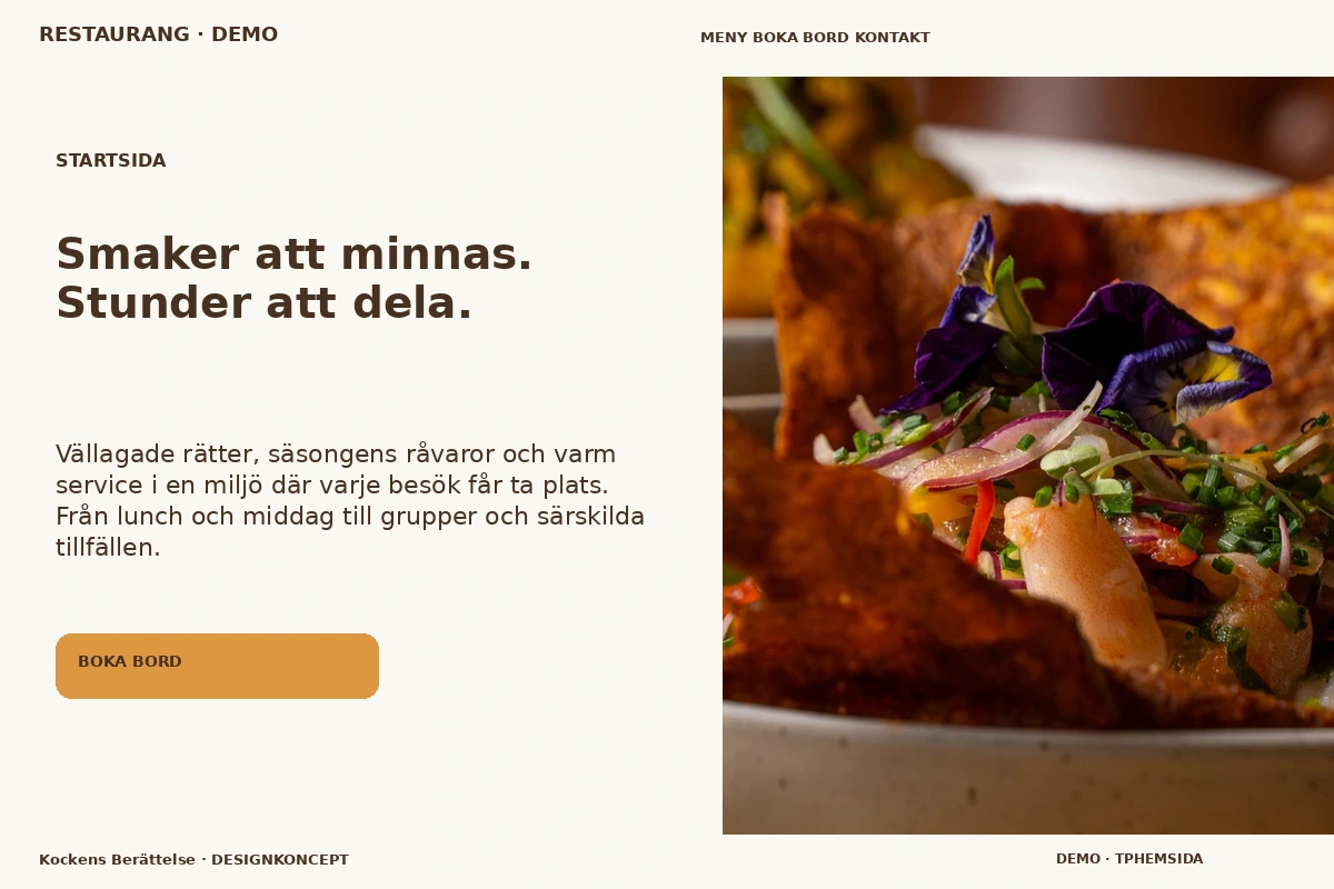 Kockens Berättelse – Startsida för restaurang
