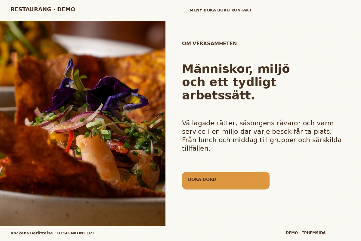 Kockens Berättelse – Om verksamheten för restaurang
