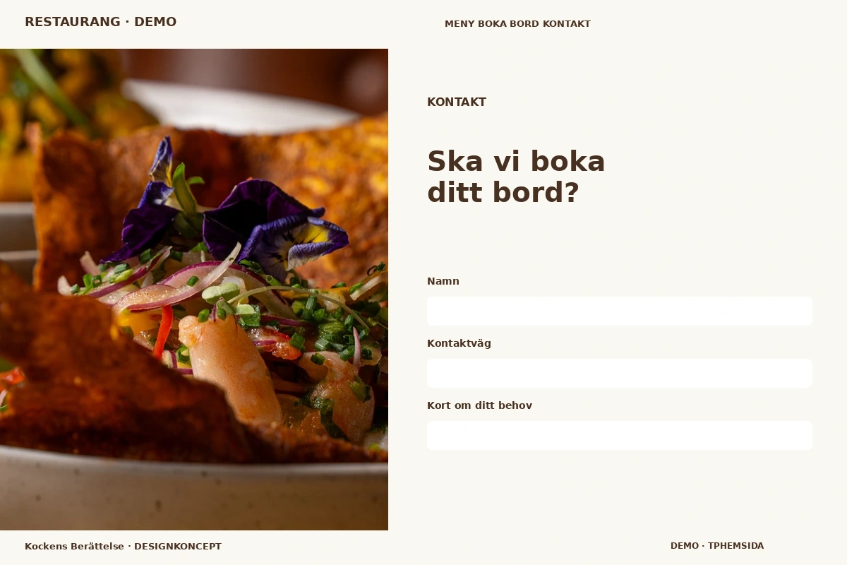 Kockens Berättelse – Kontakt för restaurang