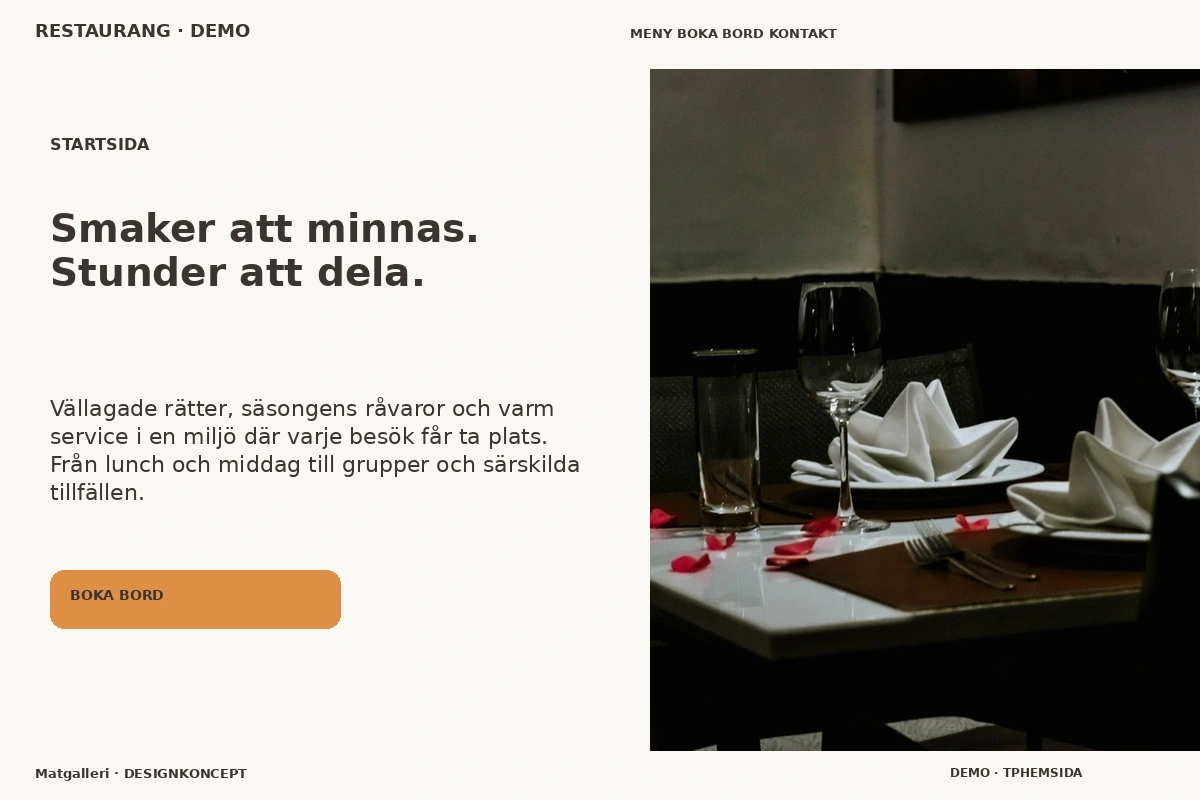 Matgalleri – Startsida för restaurang