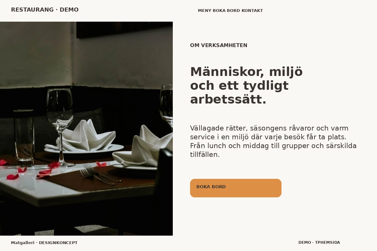 Matgalleri – Om verksamheten för restaurang