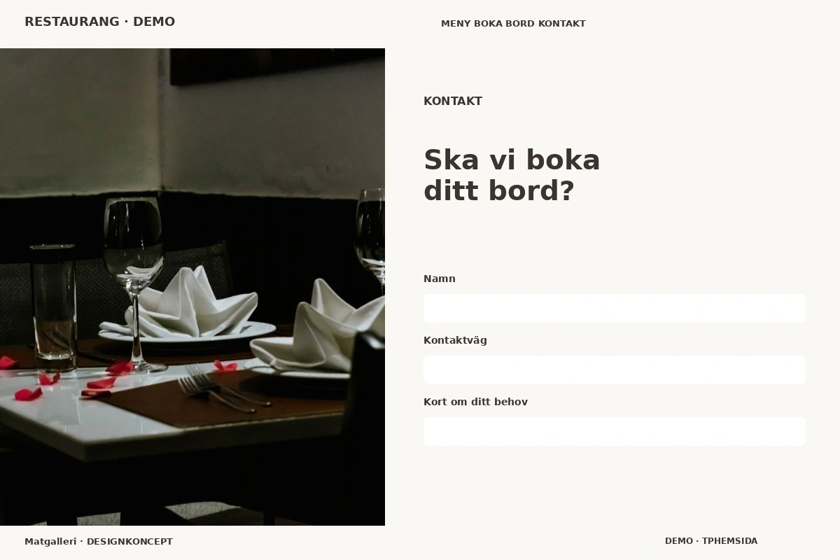 Matgalleri – Kontakt för restaurang
