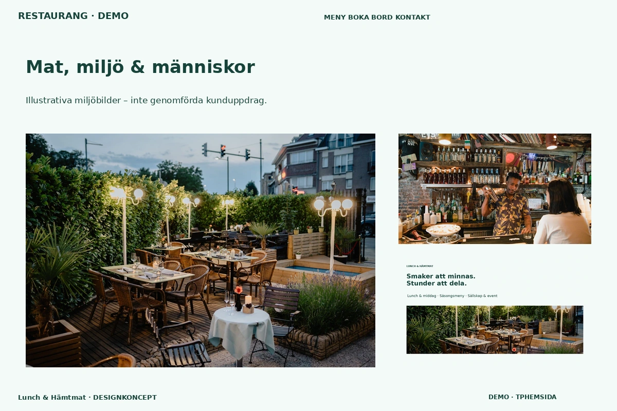 Lunch & Hämtmat – Mat, miljö & människor för restaurang