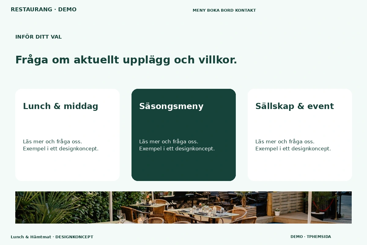 Lunch & Hämtmat – Alternativ & villkor för restaurang
