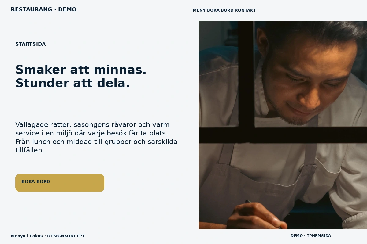 Menyn i Fokus – Startsida för restaurang
