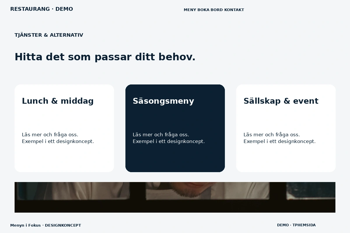Menyn i Fokus – Tjänster & alternativ för restaurang