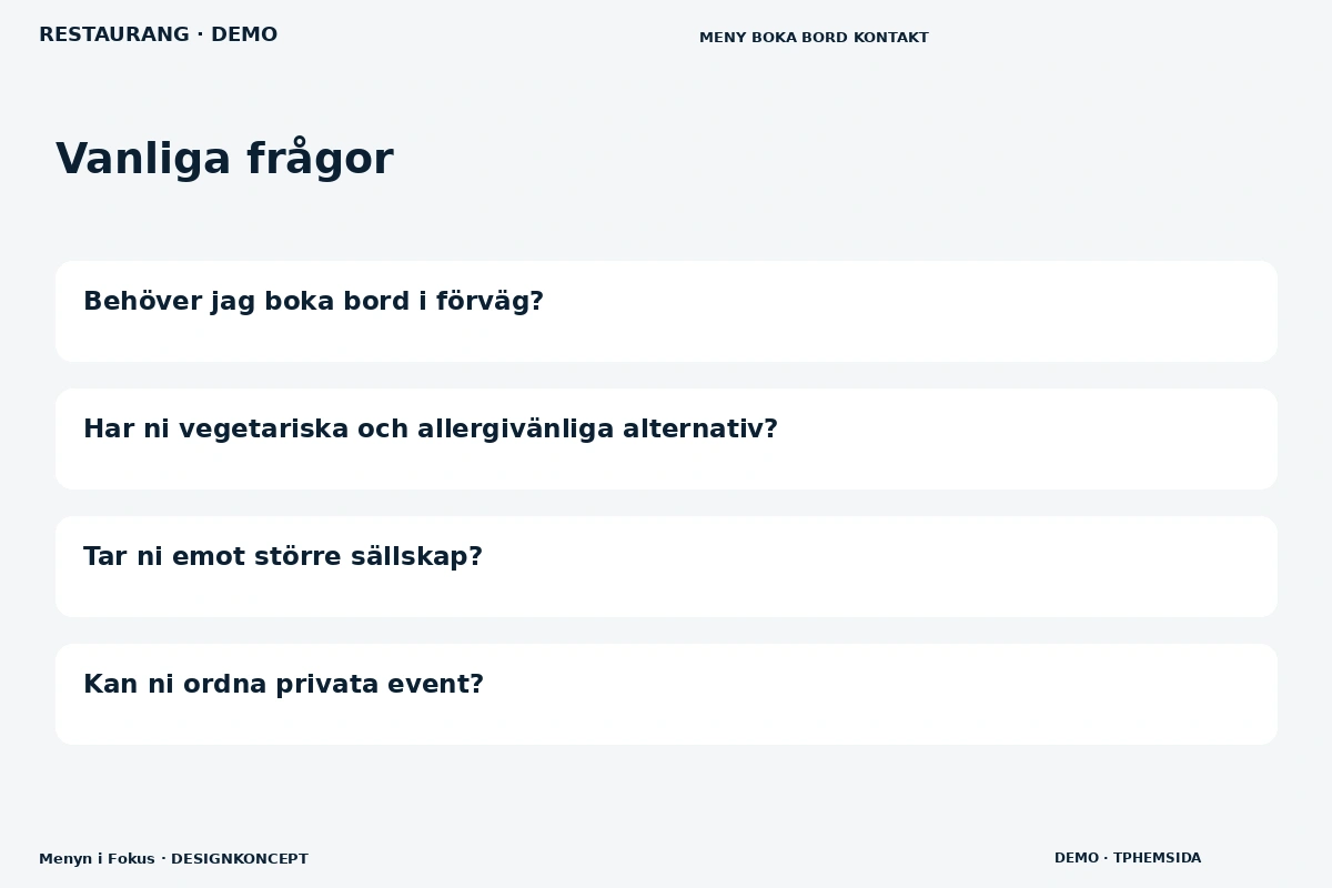 Menyn i Fokus – Vanliga frågor för restaurang