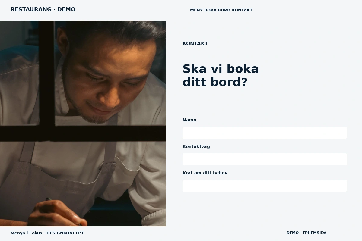 Menyn i Fokus – Kontakt för restaurang
