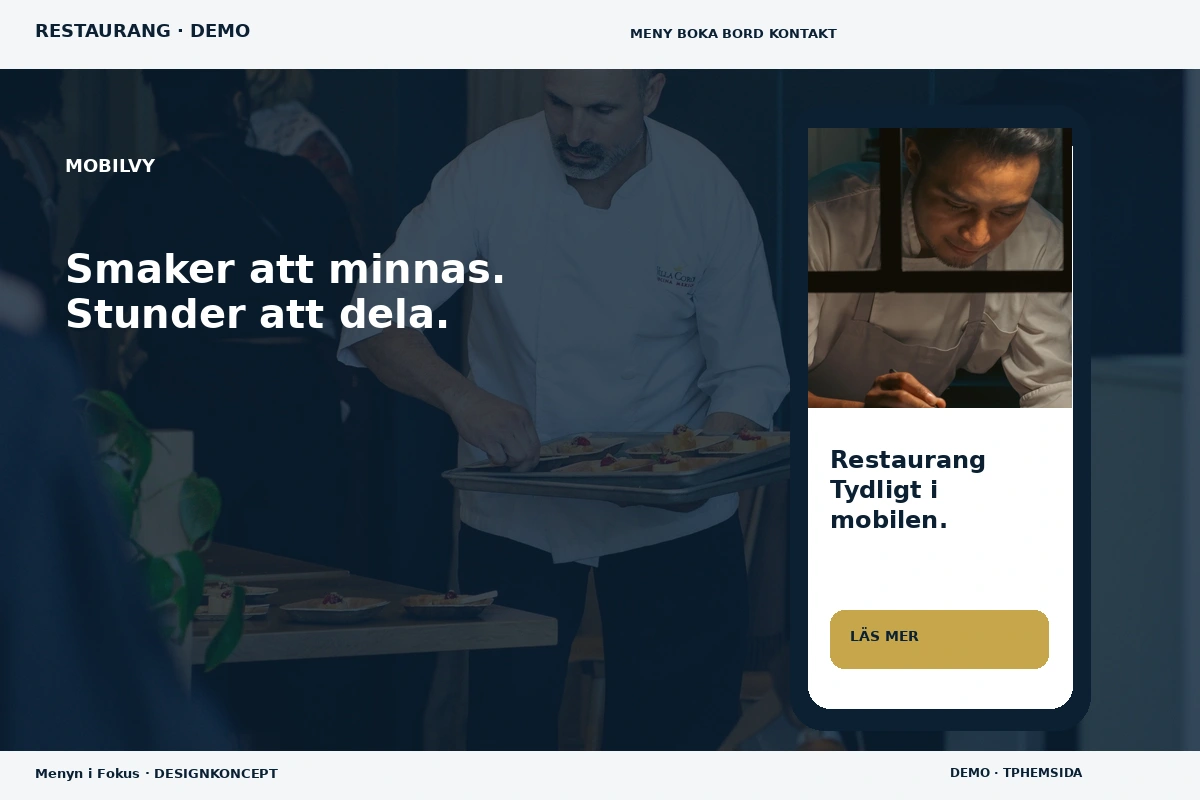 Menyn i Fokus – Mobilvy för restaurang