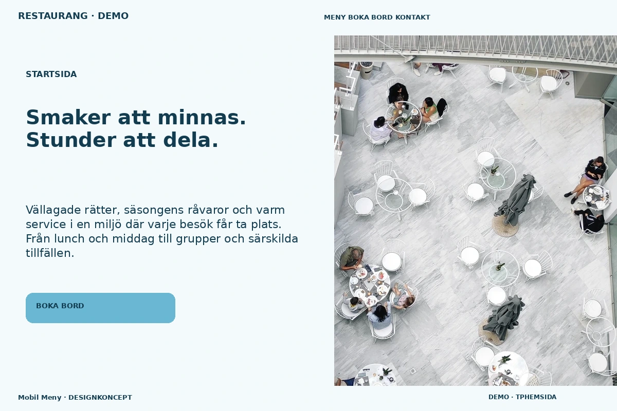 Mobil Meny – Startsida för restaurang