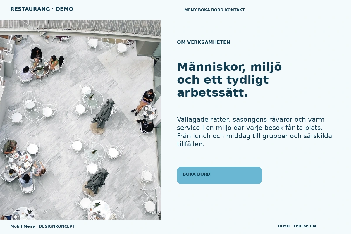 Mobil Meny – Om verksamheten för restaurang