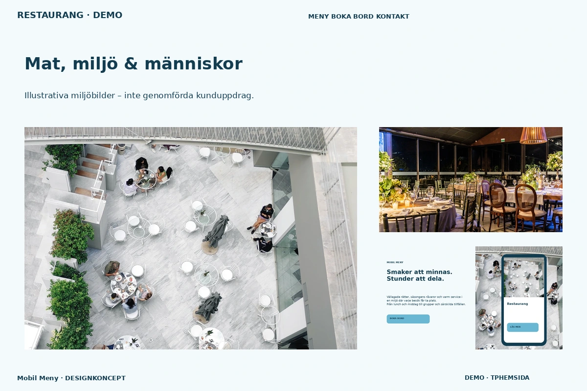 Mobil Meny – Mat, miljö & människor för restaurang