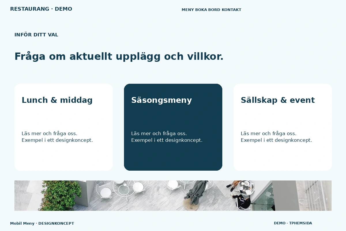 Mobil Meny – Alternativ & villkor för restaurang