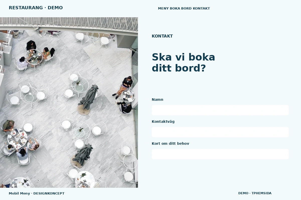 Mobil Meny – Kontakt för restaurang