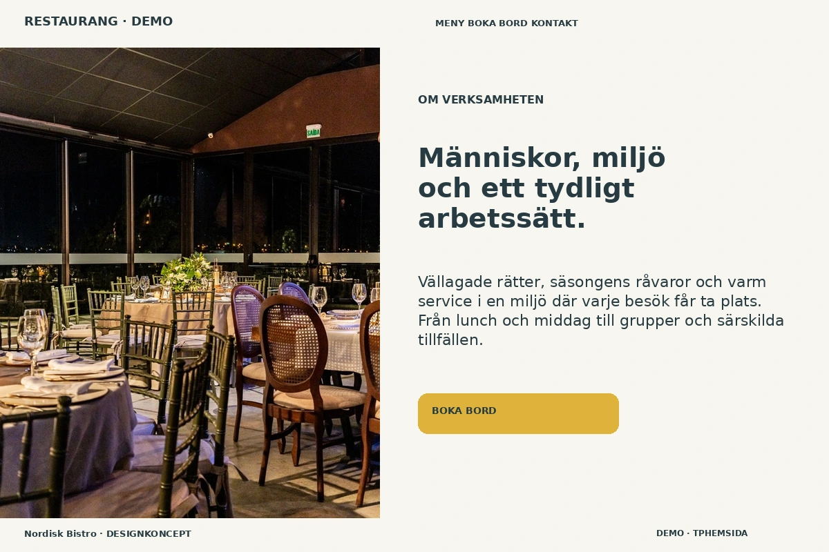 Nordisk Bistro – Om verksamheten för restaurang
