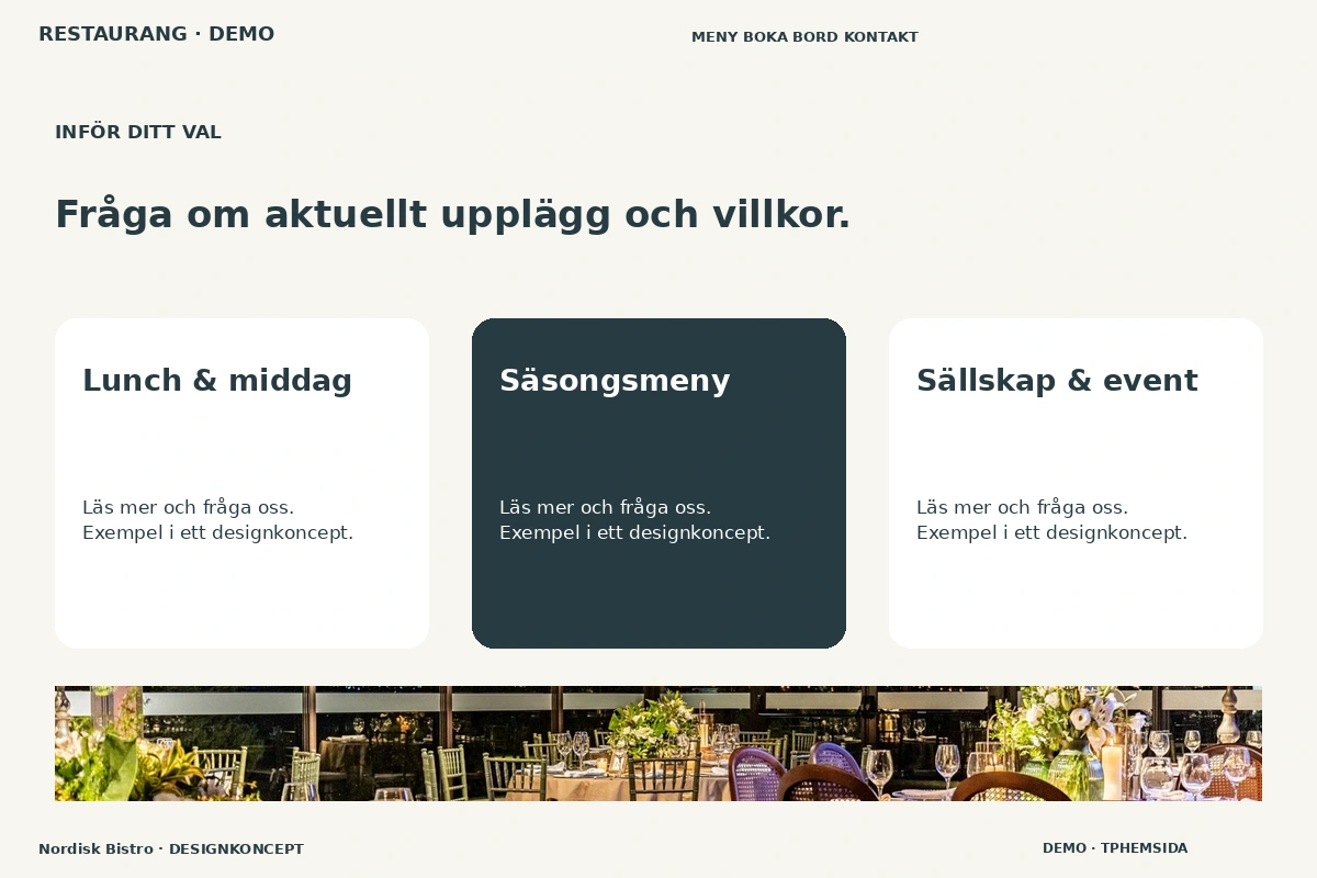 Nordisk Bistro – Alternativ & villkor för restaurang