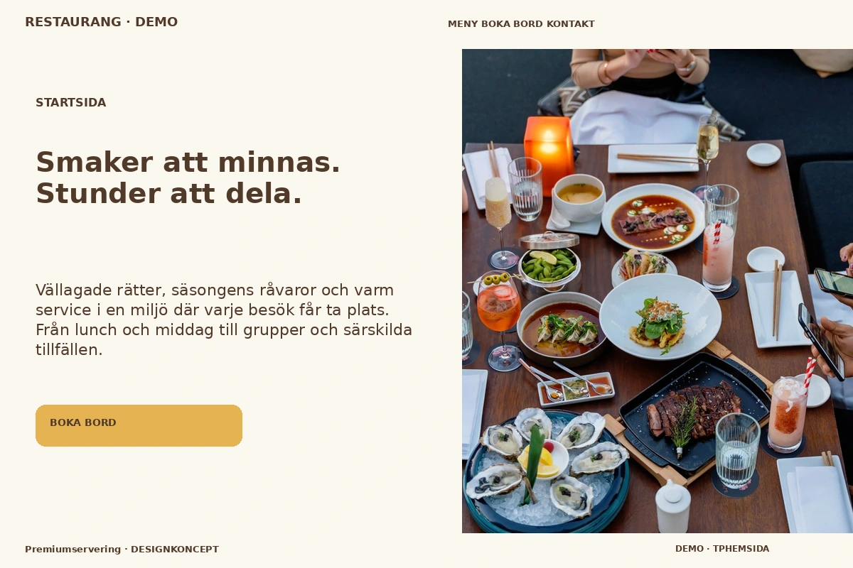 Premiumservering – Startsida för restaurang