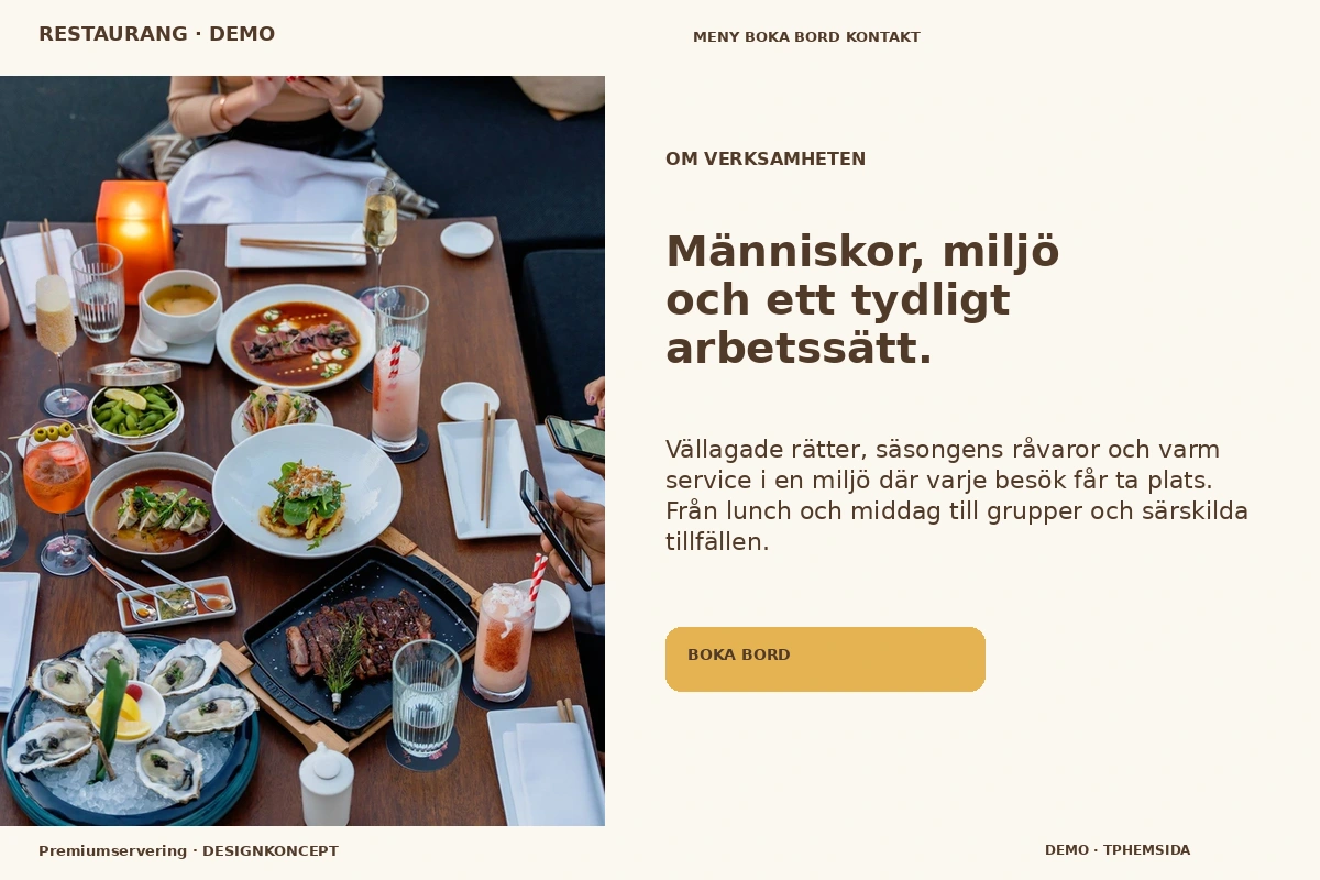 Premiumservering – Om verksamheten för restaurang