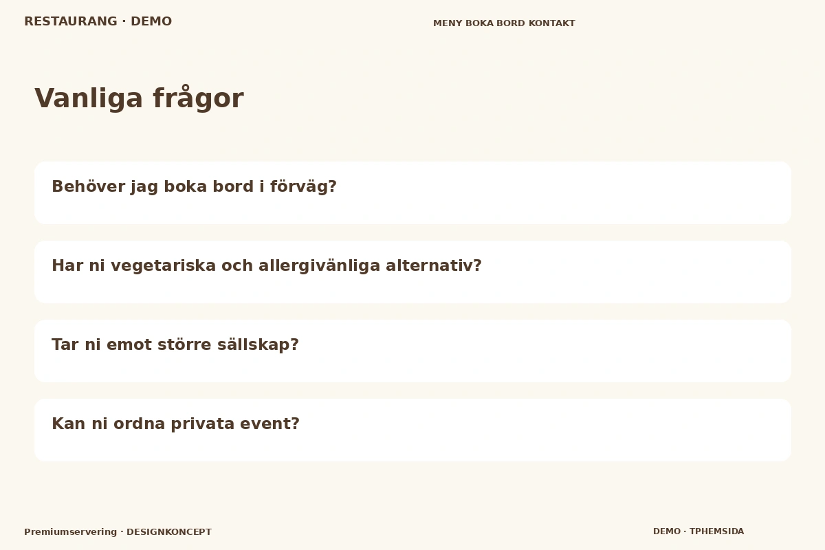 Premiumservering – Vanliga frågor för restaurang