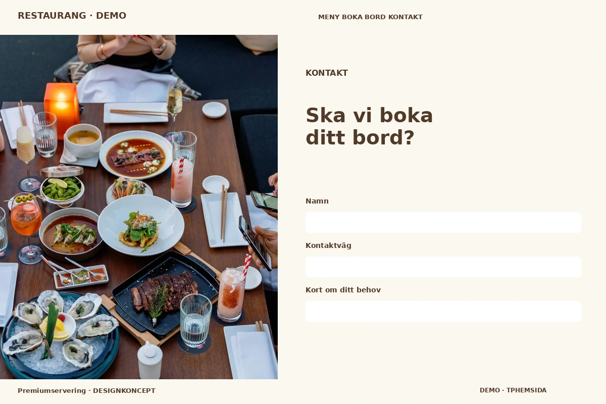 Premiumservering – Kontakt för restaurang