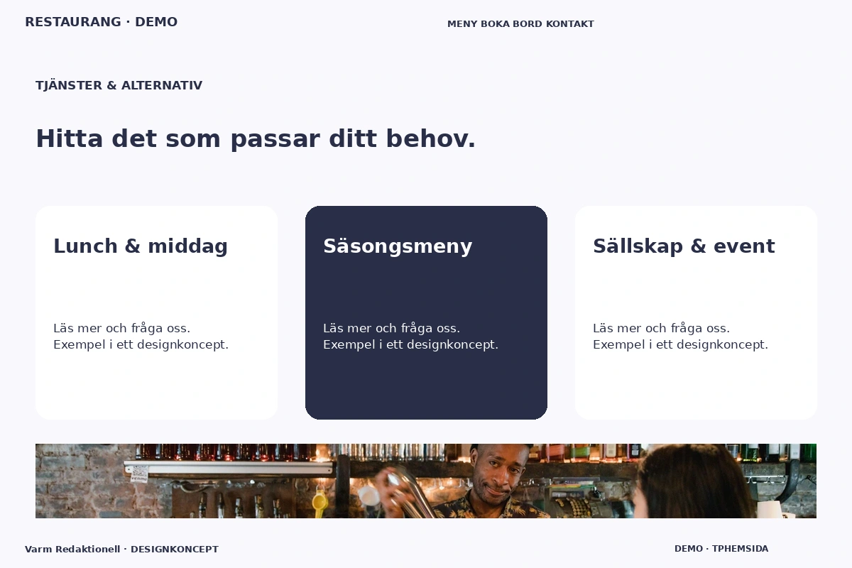 Varm Redaktionell – Tjänster & alternativ för restaurang