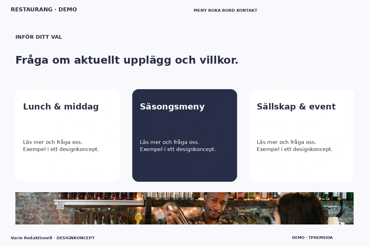 Varm Redaktionell – Alternativ & villkor för restaurang