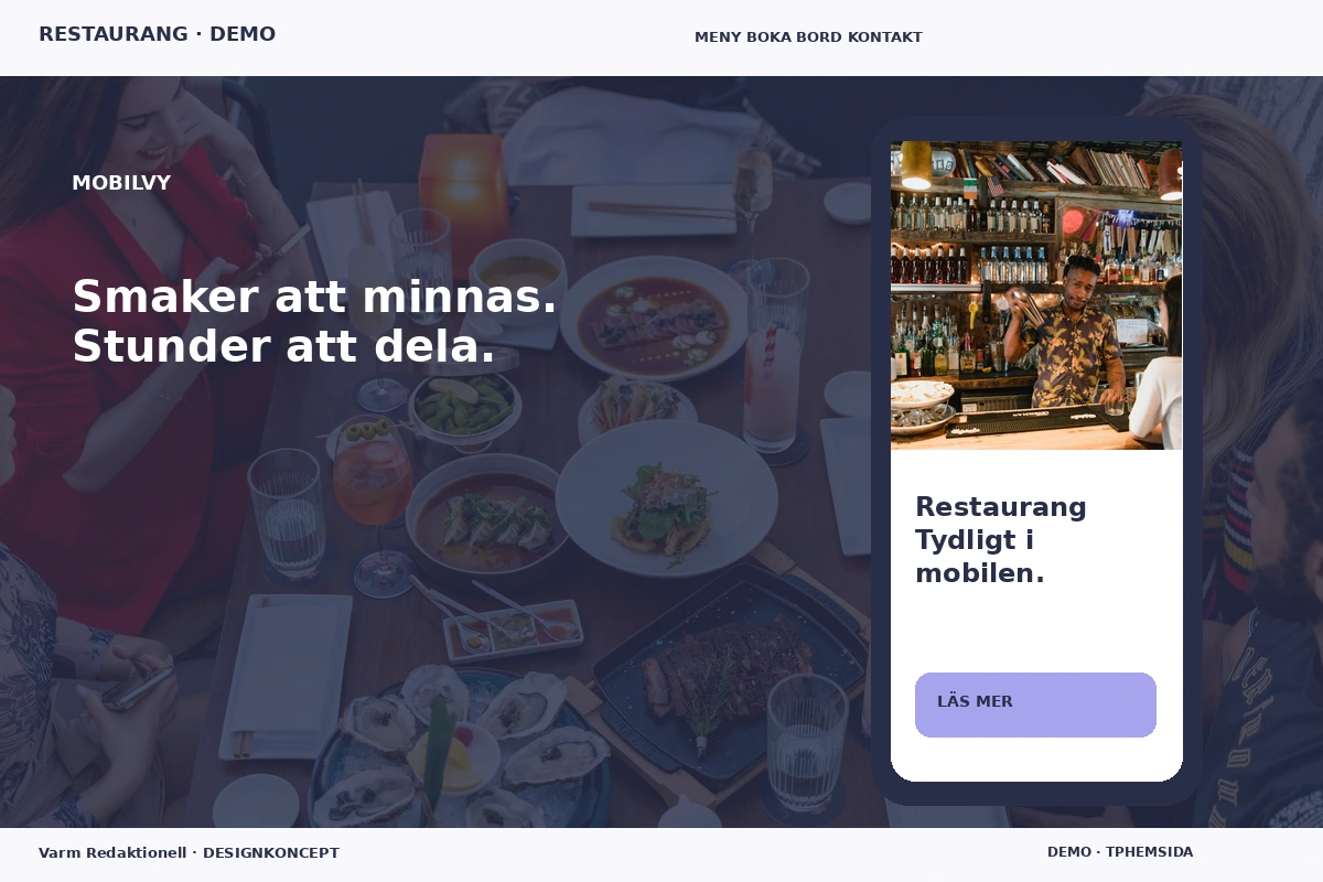 Varm Redaktionell – Mobilvy för restaurang