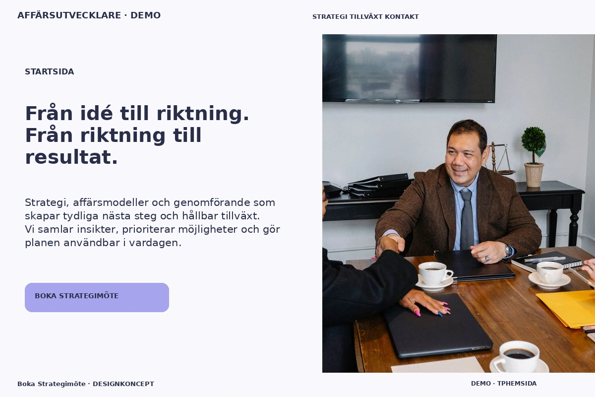 Boka Strategimöte – Startsida för affärsutvecklare