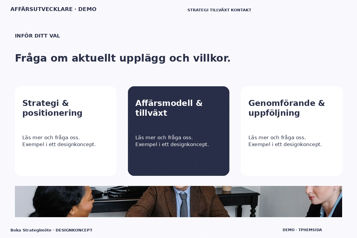 Boka Strategimöte – Alternativ & villkor för affärsutvecklare
