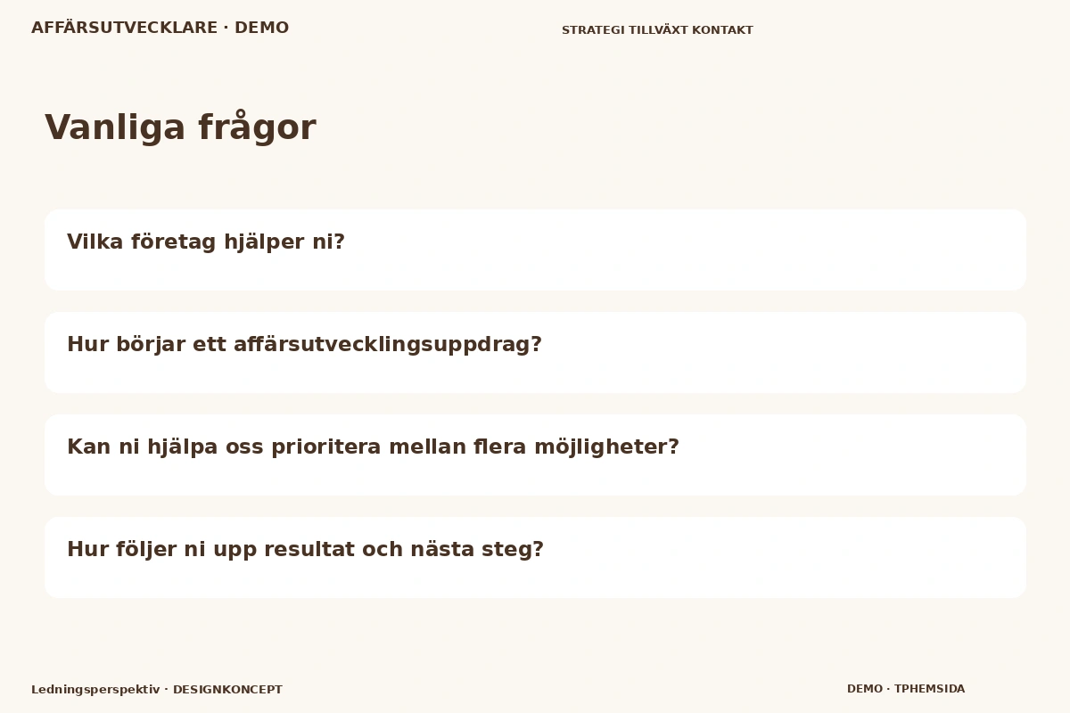Ledningsperspektiv – Vanliga frågor för affärsutvecklare