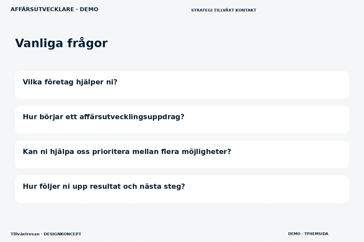Tillväxtresan – Vanliga frågor för affärsutvecklare
