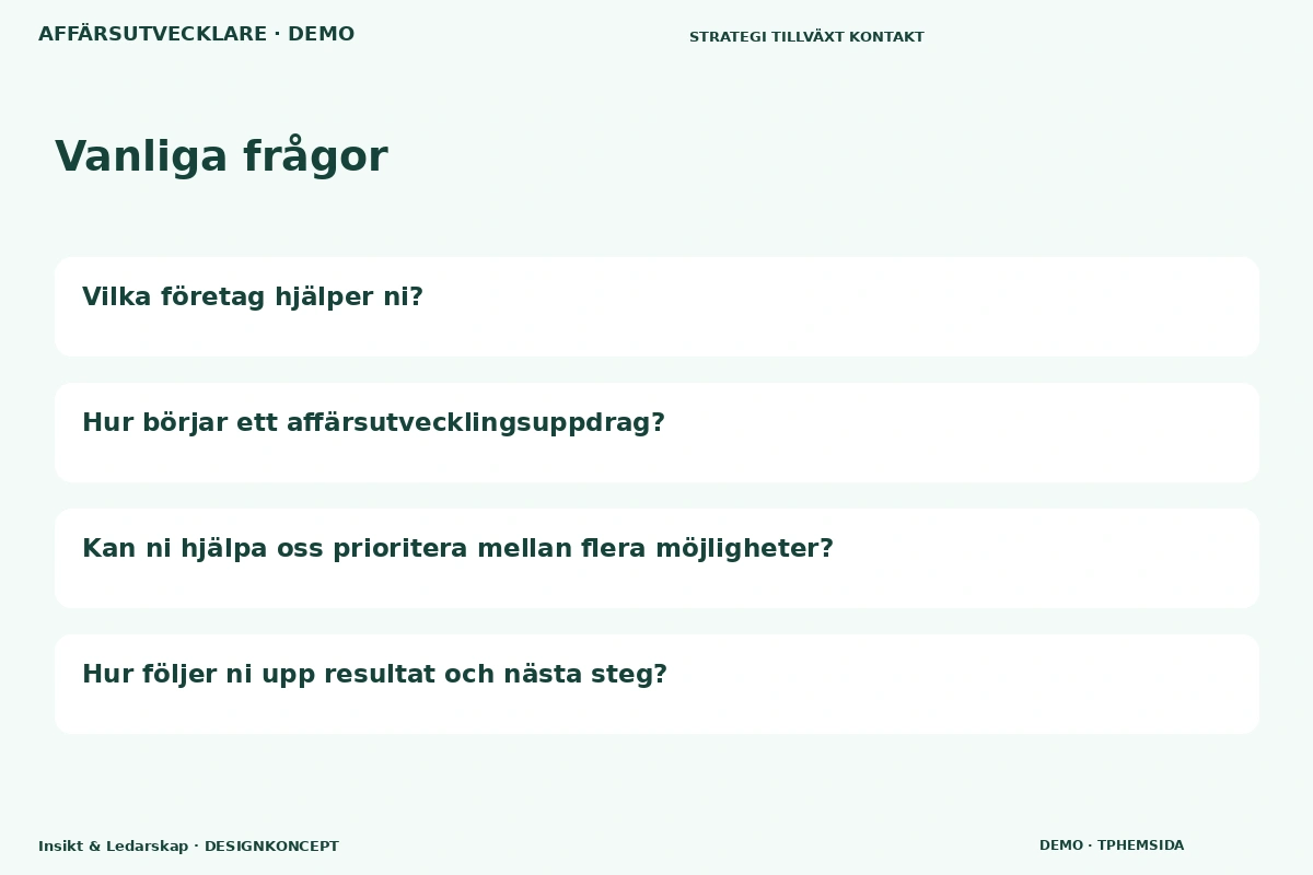 Insikt & Ledarskap – Vanliga frågor för affärsutvecklare