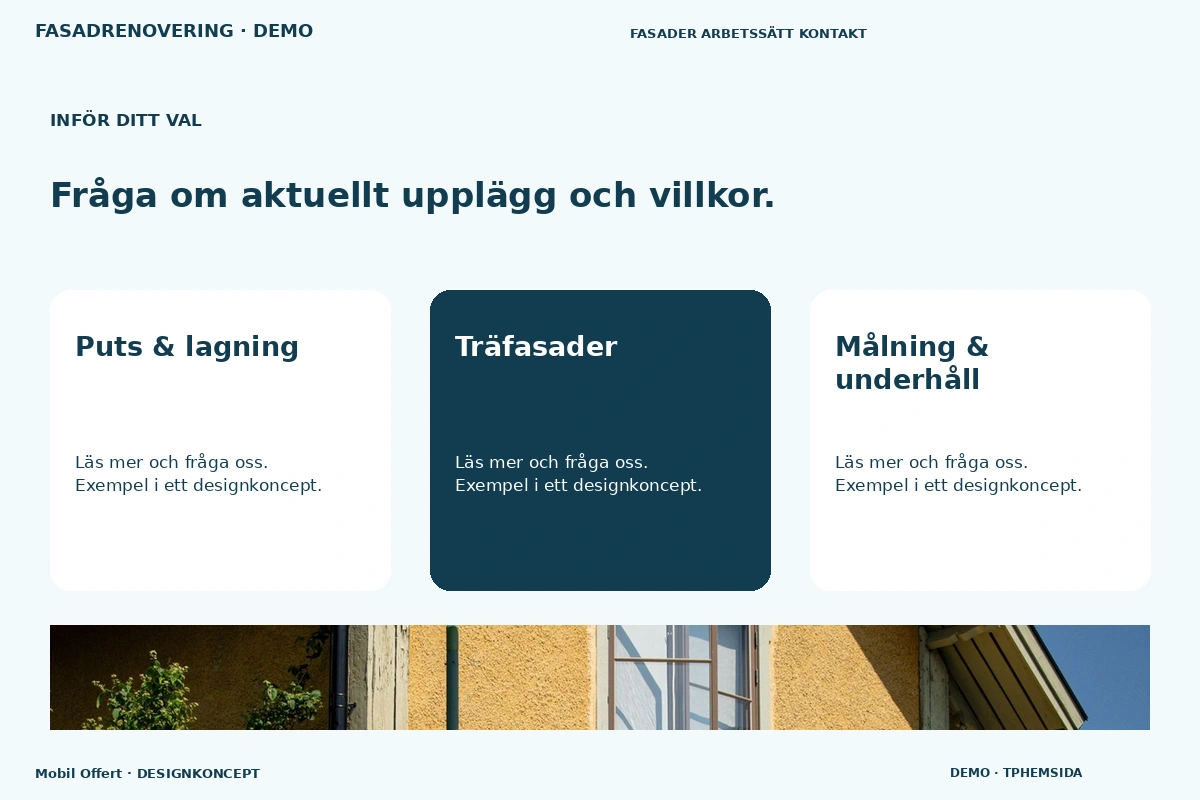 Mobil Offert – Alternativ & villkor för fasadrenovering