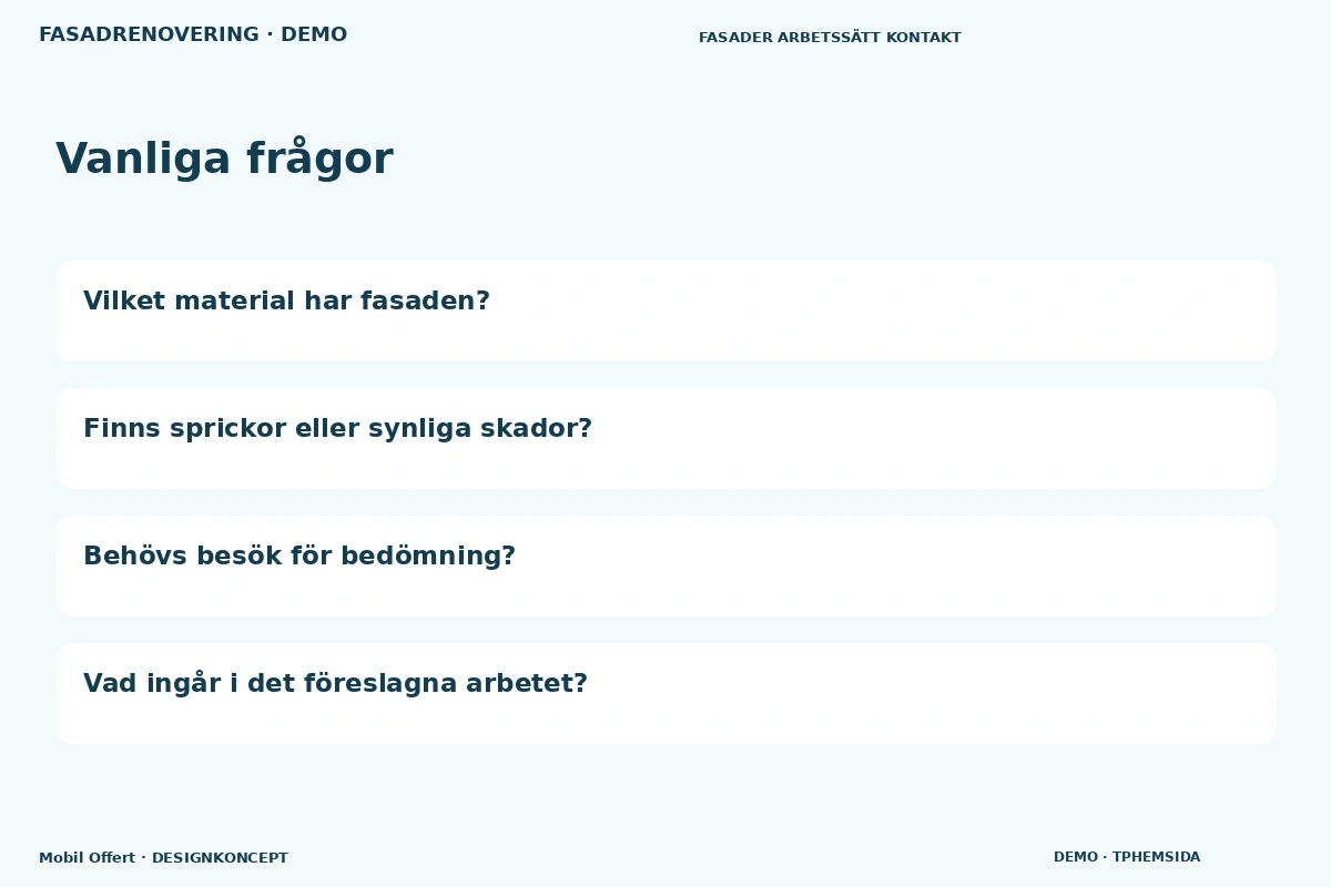 Mobil Offert – Vanliga frågor för fasadrenovering