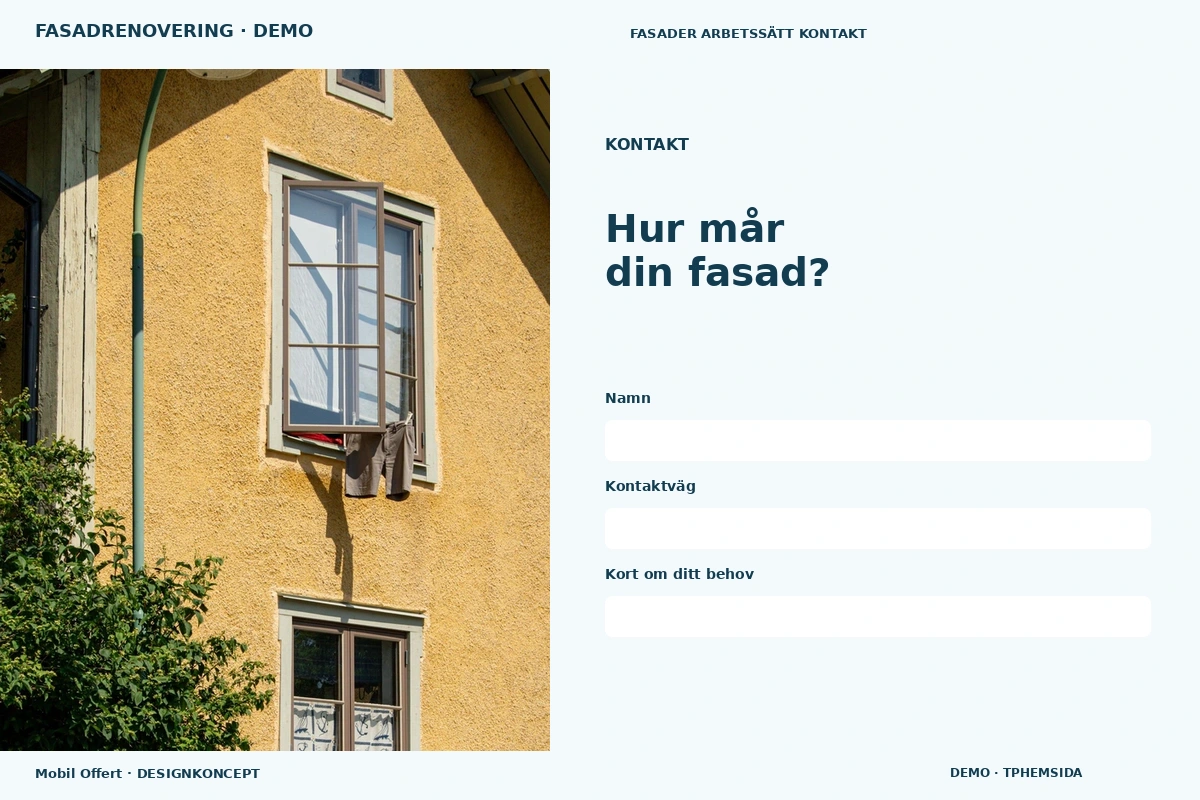 Mobil Offert – Kontakt för fasadrenovering