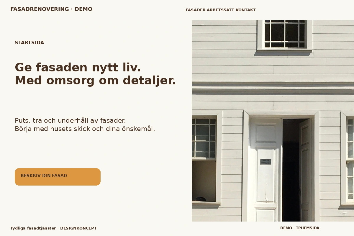 Tydliga fasadtjänster – Startsida för fasadrenovering