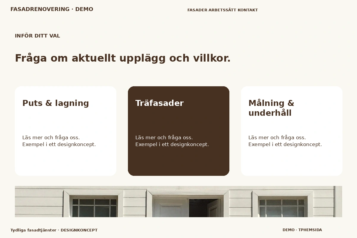 Tydliga fasadtjänster – Alternativ & villkor för fasadrenovering