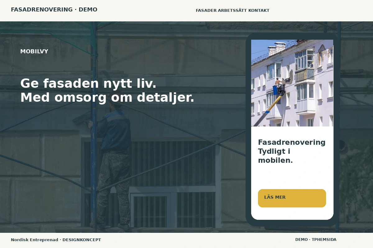 Nordisk Entreprenad – Mobilvy för fasadrenovering