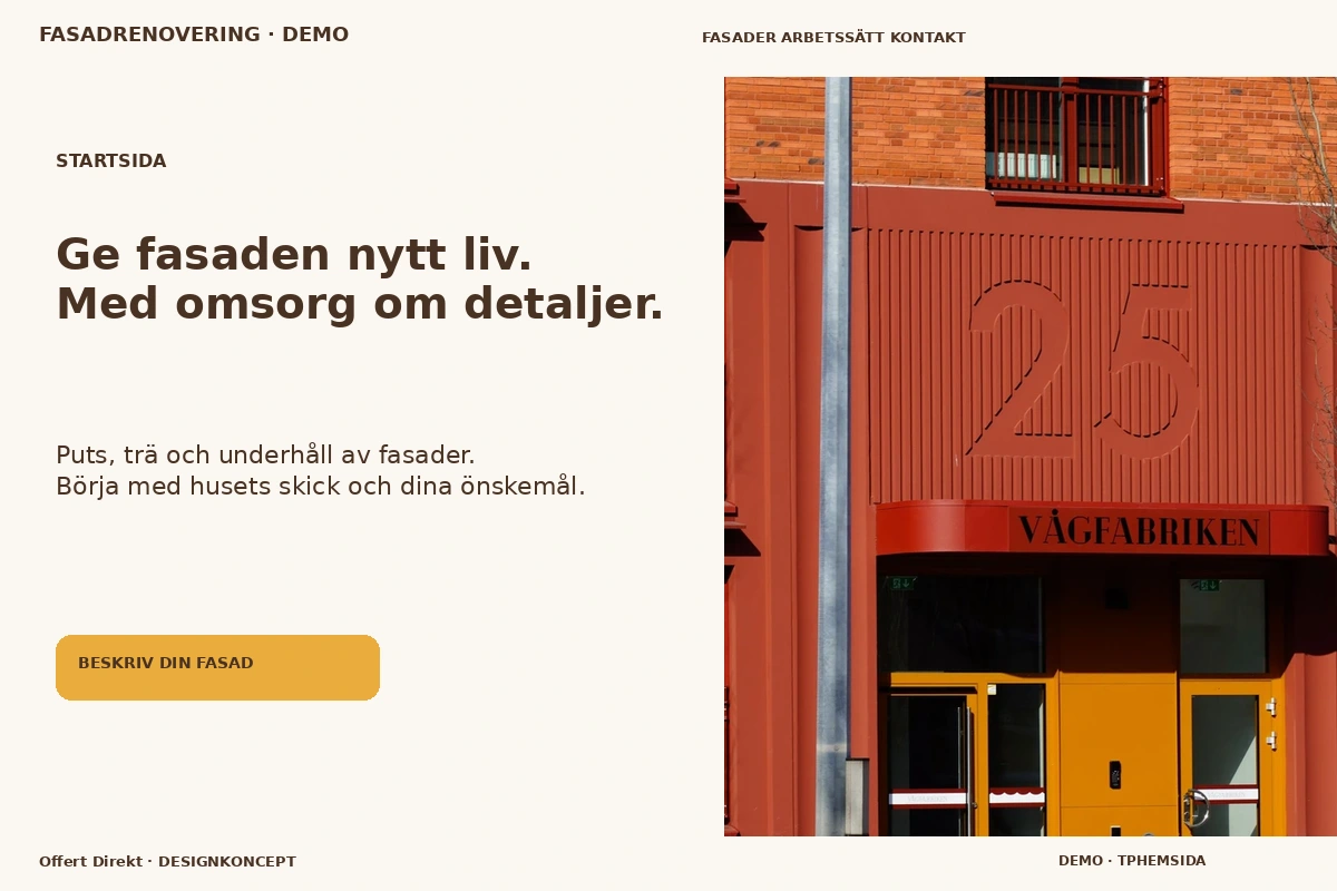 Offert Direkt – Startsida för fasadrenovering
