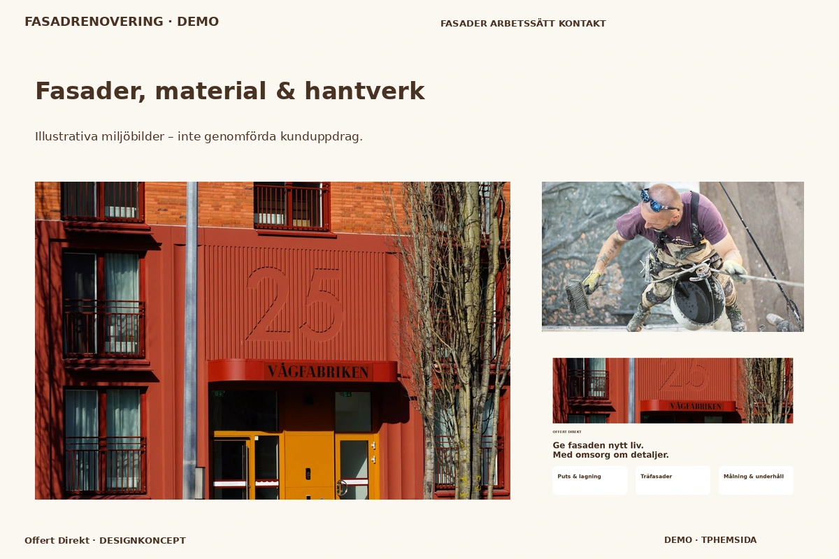 Offert Direkt – Fasader, material & hantverk för fasadrenovering