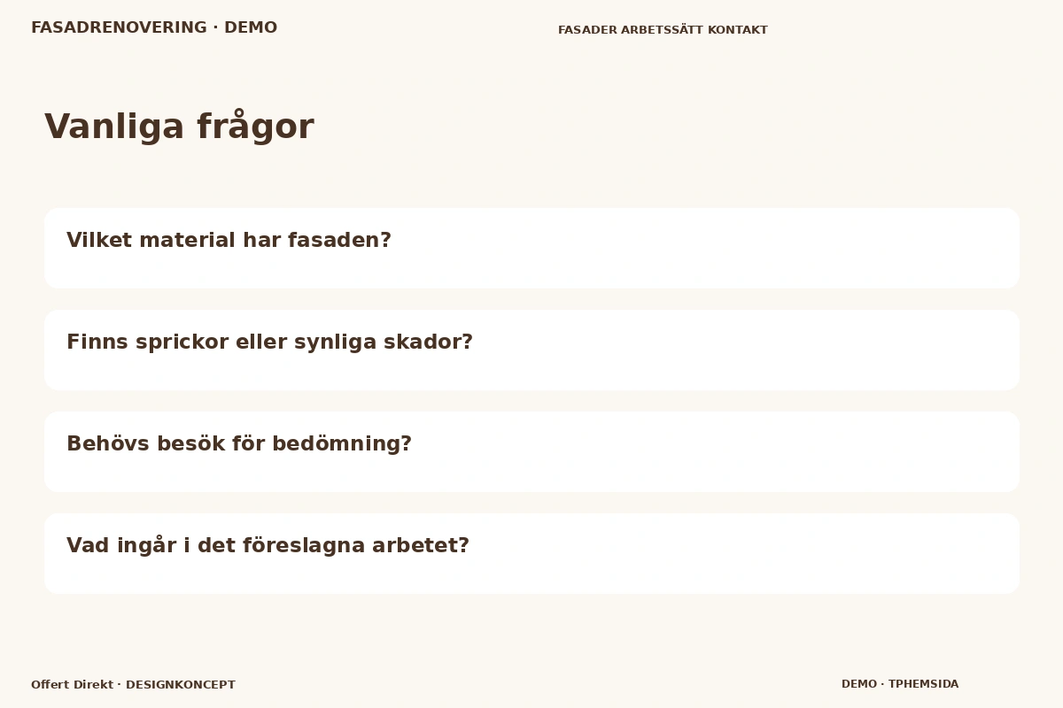 Offert Direkt – Vanliga frågor för fasadrenovering