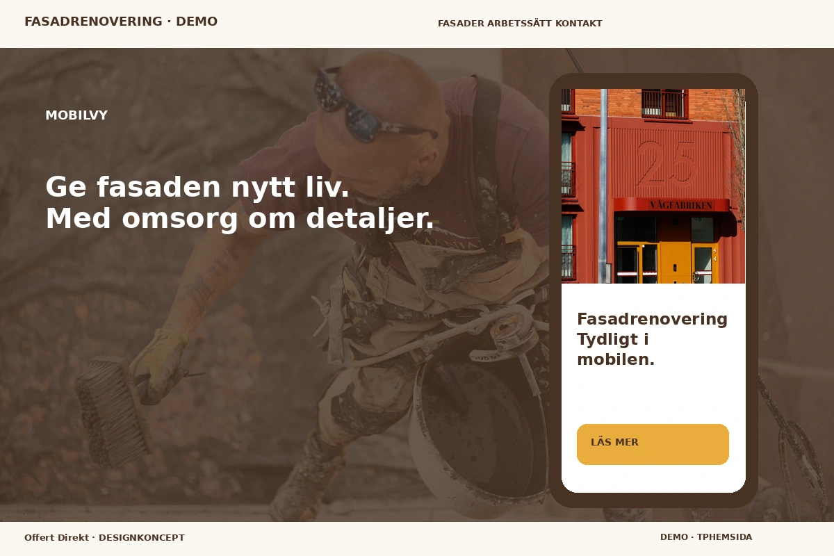 Offert Direkt – Mobilvy för fasadrenovering